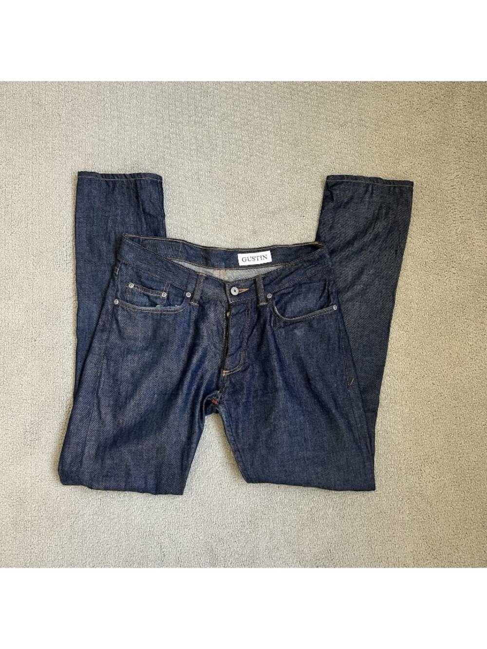 Gustin Men’s Pants Blue California Skinny Raw Denim Jeans Size 31